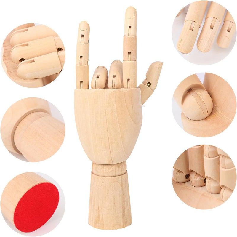 IHDYPPEW 4 Pack 7 Inch Wooden Hand Model, Flexible Left and Right Wood Art Mannequin Wooden Artist Hand Model, Wooden Manikin Hand for Sketching, Painting, Sample Display and Home Decor - Image 3